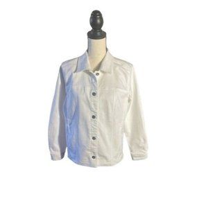 Denim & Company White Jean Jacket Women's Size Medium